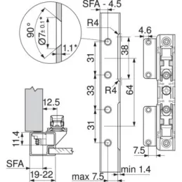 Aventos HL - Fissaggio per ante in MDF / set da 2 pezzi