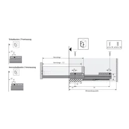 Cerniera a estrazione parziale nascosta QUADRO 25 con ammortizzazione e staffe / 25 kg