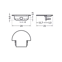 Set di terminali per profilo Groove 10 BC/UX semicircolari / Paio