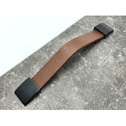 Maniglia in pelle LEATY / Pelle nera-marrone