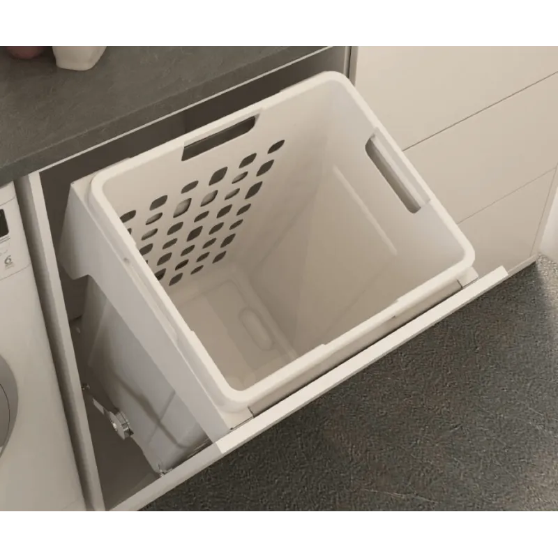 Cesto portabiancheria da bagno ribaltabile 48L / Bianco