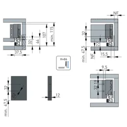 Cassetto con sponda laterale AXIS PRO Alto 168 mm / Antracite