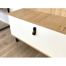 Maniglia a pomello in pelle LEATY / Nero – pelle marrone