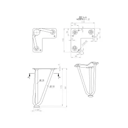 Gamba per mobili HAIRPIN MINI / Cromo lucido