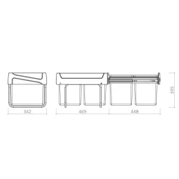 Cestino estraibile con chiusura ammortizzata U40 15 + 15L / Grigio