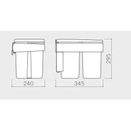 Cestino per rifiuti da anta UNION SINGLE 15 L / Grigio