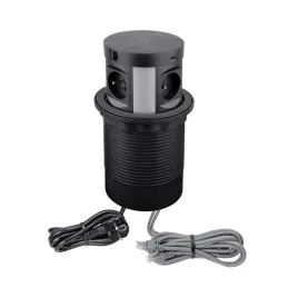 Presa elettrica estraibile MULTIBOX 4x 230V + 2x USB + 2x RJ45 / Nera