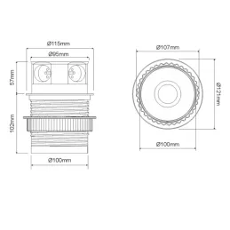 Presa elettrica estraibile TETRABOX FRENCH 4x 230V / Alluminio