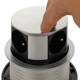 Presa elettrica estraibile TETRABOX FRENCH 3x 230V + 2x USB / Alluminio