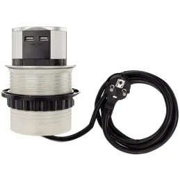 Presa elettrica estraibile TETRABOX FRENCH 3x 230V + 2x USB / Alluminio