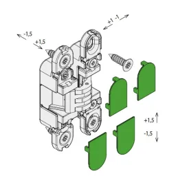 Cerniera 3D nascosta per porte leggere senza battuta / Cromo satinato