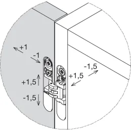 Cerniera 3D nascosta per porte leggere senza battuta / Cromo satinato