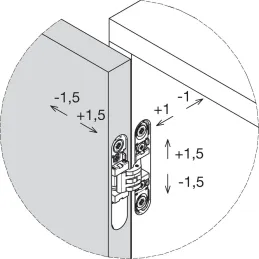 Cerniera 3D nascosta per porte leggere senza battuta / Cromo satinato