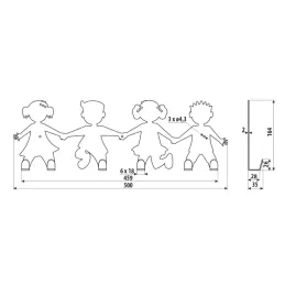 Appendiabiti da parete KIDS / Nero opaco