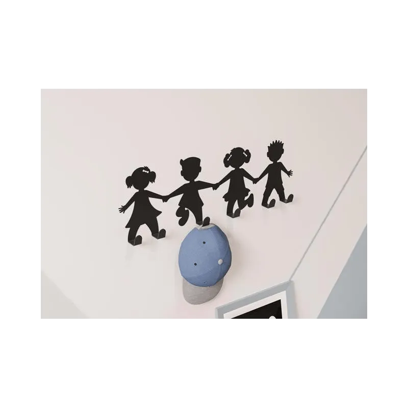 Appendiabiti da parete KIDS / Nero opaco