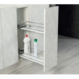 Cestello estraibile con guide BLUM e chiusura ammortizzata – Fondo pieno / Cromo lucido