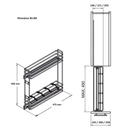 Cestello estraibile con guide BLUM e chiusura ammortizzata / Antracite