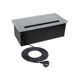 Presa a scomparsa integrata, ribaltabile, 2 x 230 V + 2 x ricariche USB + HDMI + RJ45 / Acciaio inox