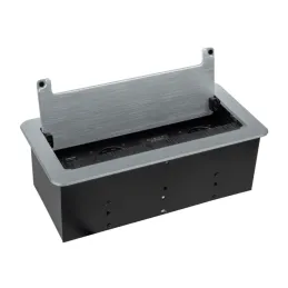 Presa a scomparsa integrata, ribaltabile, 2 x 230 V + 2 x ricariche USB + HDMI + RJ45 / Acciaio inox