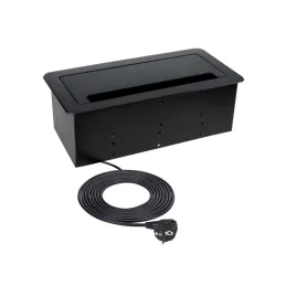 Presa a scomparsa integrata 2 x 230 V + 2 x ricarica USB + HDMI + RJ45 / Nero spazzolato