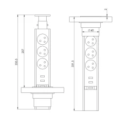 Presa elettrica estraibile SCHUKO 3x230V / Nera