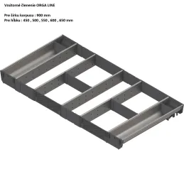 Organizzazione interna del cassetto ORGA LINE / Inox - set