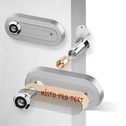 Spioncino per porta ovale con targhetta portanome / Alluminio spazzolato