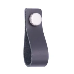 Pomello in pelle DISTANC / Alluminio - pelle nera