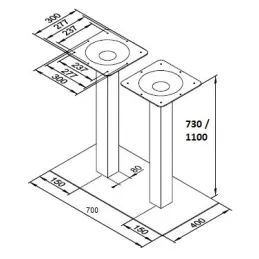 Base doppia per tavolo WENDY / Acciaio inox