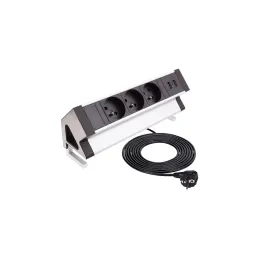 Presa da tavolo da incasso DESK 3x230V + 2xUSB per la ricarica / Acciaio inox