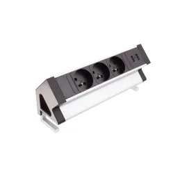 Presa da tavolo da incasso DESK 3x230V + 2xUSB per la ricarica / Acciaio inox