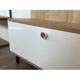Pomello in legno ARSIA / Bianco – motivo a griglia