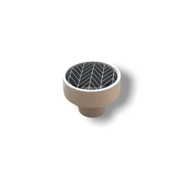 Pomello in legno ARSIA / Bianco - motivo abete nero