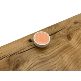 Pomolo in legno ARSIA / Bianco – motivo abete arancione