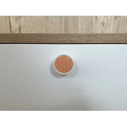 Pomolo in legno ARSIA / Bianco – motivo abete arancione