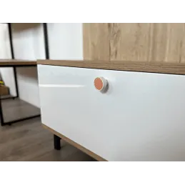 Pomolo in legno ARSIA / Bianco – motivo abete arancione