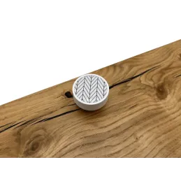 Pomello in legno ARSIA / Bianco - motivo abete bianco
