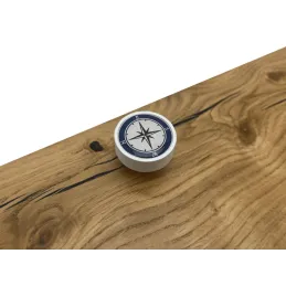 Pomello in legno ARSIA / Bianco - motivo bussola