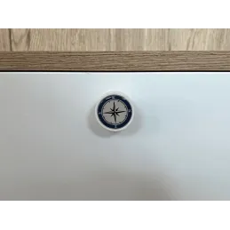 Pomello in legno ARSIA / Bianco - motivo bussola