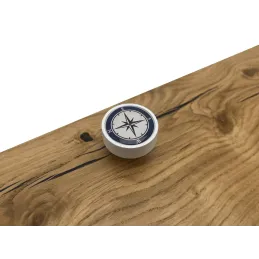 Pomello in legno ARSIA / Bianco - motivo bussola