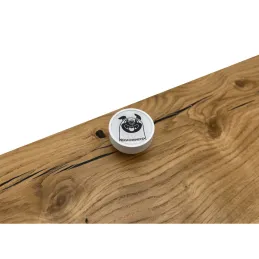 Pomello in legno ARSIA / Bianco – motivo bulldog
