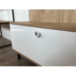Pomello in legno ARSIA / Bianco – motivo bulldog