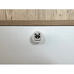 Pomello in legno ARSIA / Bianco – motivo bulldog