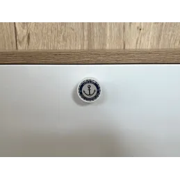 Pomello in legno ARSIA / Bianco – motivo ancora