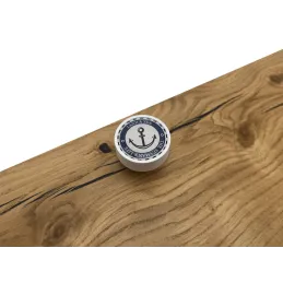 Pomello in legno ARSIA / Bianco – motivo ancora