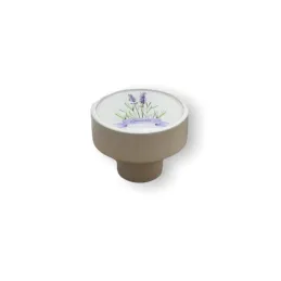 Pomello in legno ARSIA / Bianco – motivo lavanda