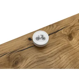 Pomello in legno ARSIA / Bianco - motivo bicicletta