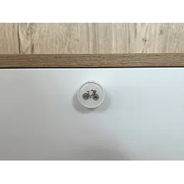 Pomello in legno ARSIA / Bianco - motivo bicicletta