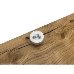 Pomello in legno ARSIA / Bianco - motivo bicicletta