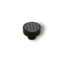 Pomello in legno ARSIA / Nero - motivo abete nero